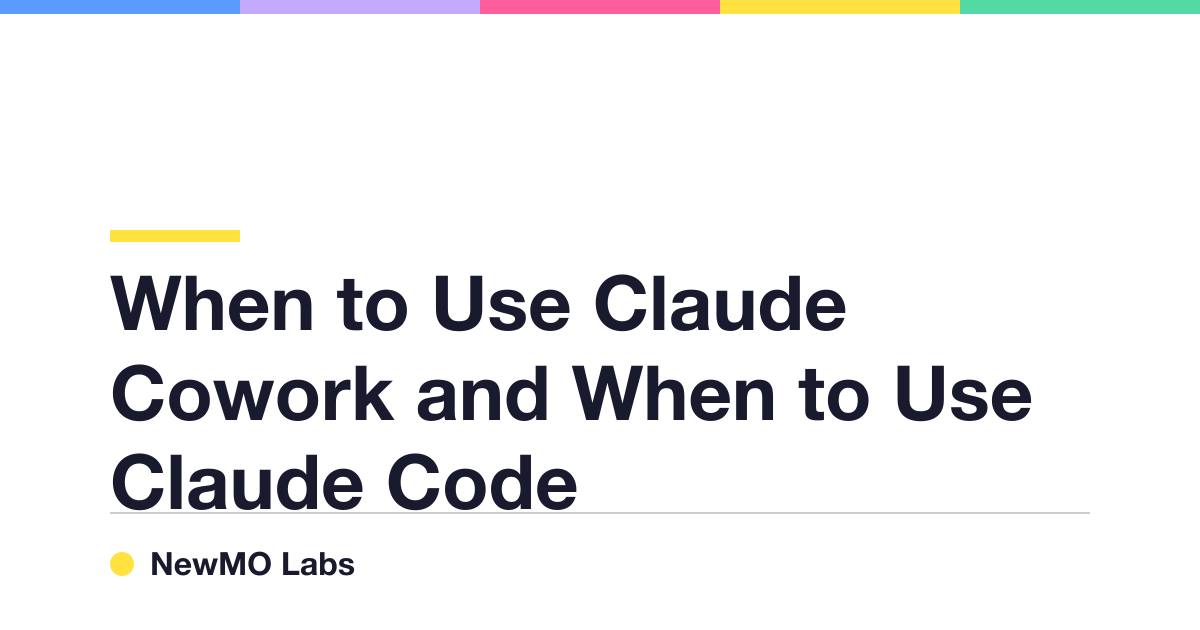 When to Use Claude Cowork and When to Use Claude Code, NewMO Labs